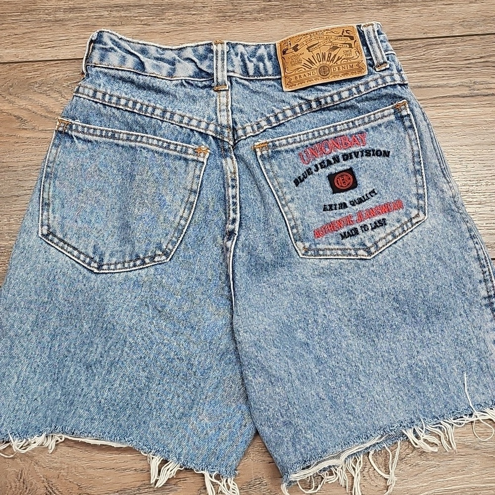 UNIONBAY, Fray, Summer, Casual, 90s, Vintage, Denim, Shorts, Embroidery, Teen,